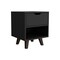 Tuhome Crail Nightstand with 1 Open Storage Shelf. 1 Drawer and Wooden Legs- Black MLW9052 - alternate 1